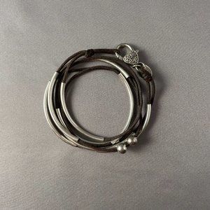Lizzy James Leather/Sterling Silver Wrap Bracelet